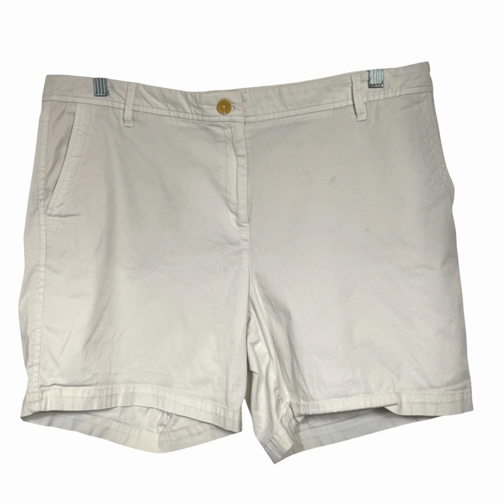 Talbots Relaxed Chino Shorts Women Size 16 White Stretch Mid Rise Casual